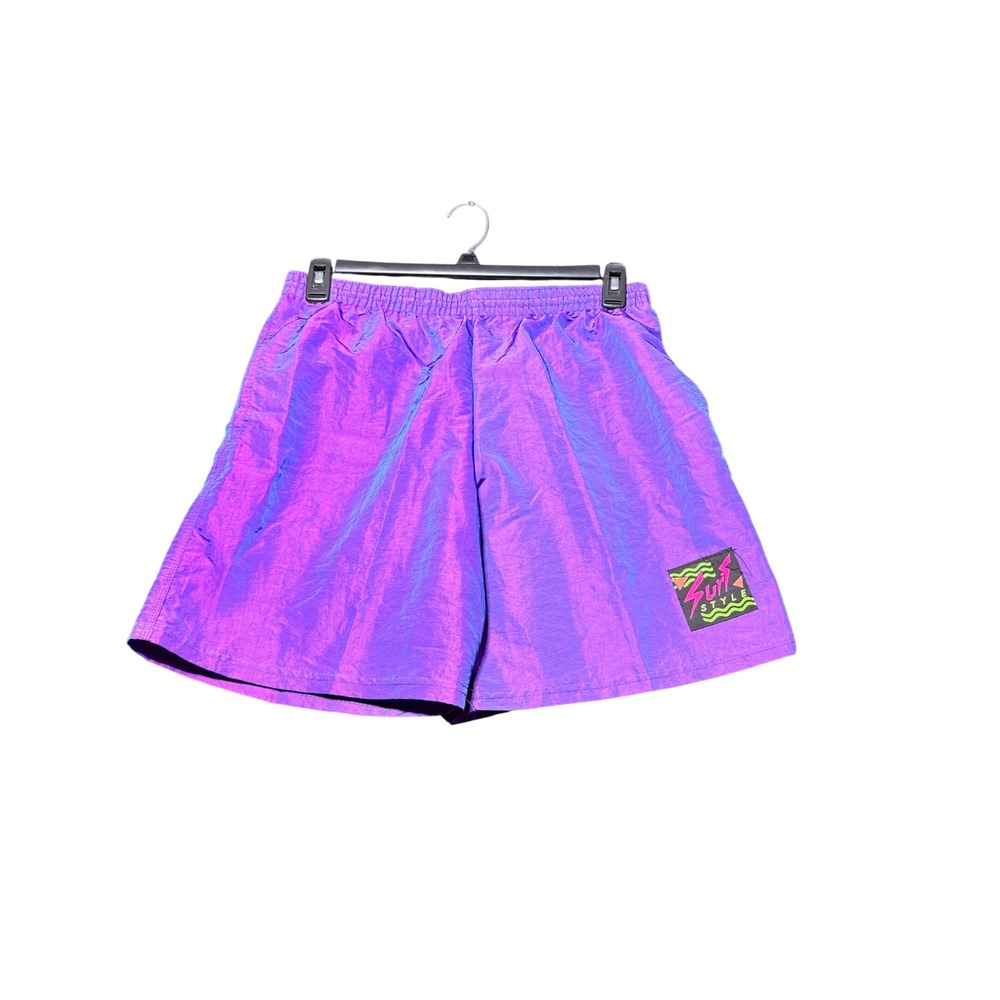Surf Style Shorts Mens Large Purple Iridescent Interplanetary Body Gear